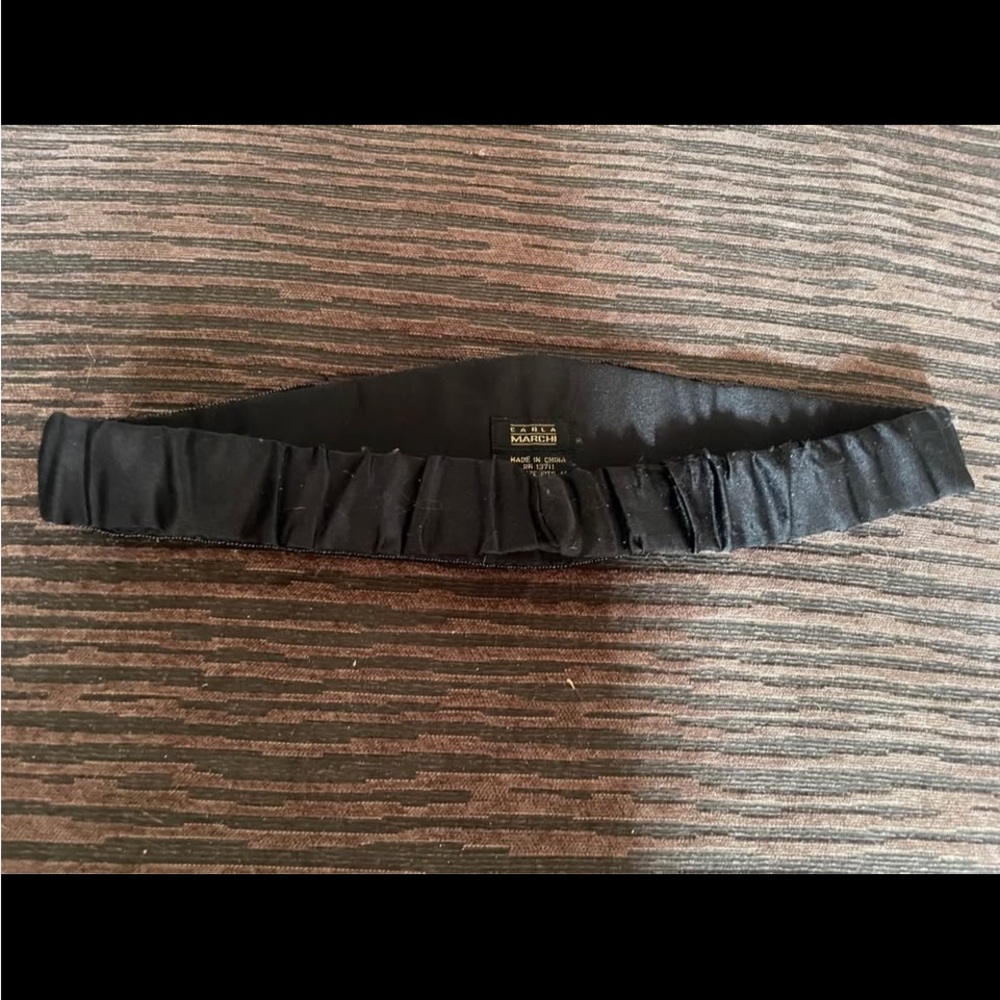 VTG 80’s Deco Gothic full beaded black white belt cumberbund small - Picture 3 of 7